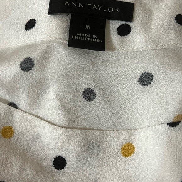 Ann Taylor White Colorful Multicolor Polka Dots Boxy Blouse - Picture 5 of 6
